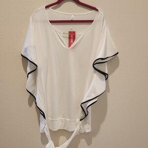 Elegant White Blouse with Black Accents